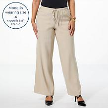 DG2 by Diane Gilman Washed Twill Wide-Leg Pull-On Pant