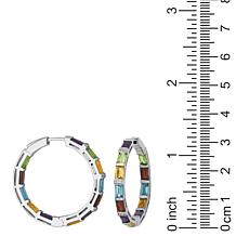 Diamond and Gemstone Rainbow Inside/Outside Hoop Earrings