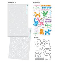 Diamond Press Balloon Animals Stamp, Die and Stencil Kit