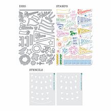 Diamond Press Pennant Stamp, Die & Stencil Kit