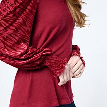 Diane Gilman Burnout Velvet Sleeve Knit Top