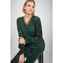 Diane Gilman Burnout Velvet Sleeve Knit Top