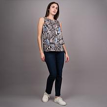 Diane Gilman Poly CDC Flutter Tank Top with Lace Trim Inset