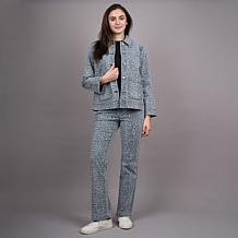 Diane Gilman Printed Stretch Denim Barn Jacket