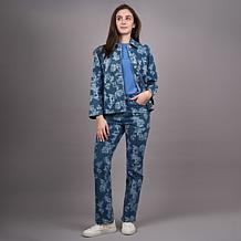 Diane Gilman Printed Stretch Denim Bootcut