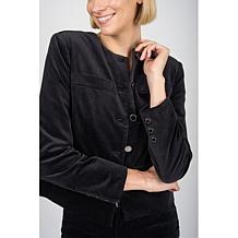 Diane Gilman Stretch Velveteen Collarless Tailored Jacket
