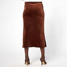Diane Gilman Stretch Velveteen Slide Slit Midi Skirt