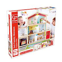 Doll Family Mansion Kid's Wooden Dollhouse with LED Lights