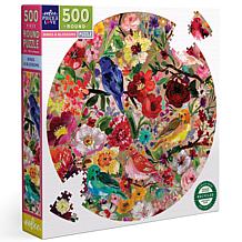 eeBoo Birds and Blossoms 500-Piece Round Puzzle