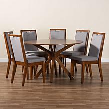 Eira 7-Piece Wood Dining Set with Plush Upholstered Chairs