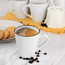 Elama Arthur 6-Piece Stoneware Mug Set in Matte White with Gold Rim