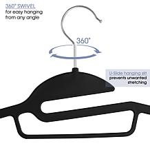 Elama Home 30-Piece Rubber Non Slip Hanger Set with U-Slide in Black