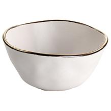 Elama Roman 16Pc Stoneware Dinnerware Set, Assorted Matte w/ Gold Rim