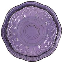 Elama Rustic Birch 16-Piece Stoneware Dinnerware Set, Purple