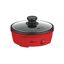 Elite Cuisine 8.5" Red Round Personal Skillet with Glass Lid