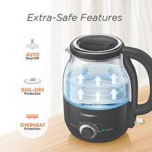 Elite Gourmet 1.2L Adjustable Temp Electric Honeypot Glass Kettle Mint