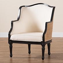 Elizette Traditional French Accent Chair with Rattan Accents