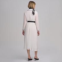 Elle Get the Look Contrast Trim Pleated Dress
