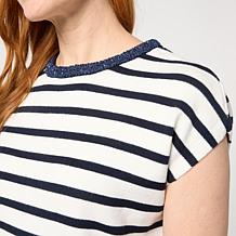 Elle Get the Look Striped Knit Top with Embellishment