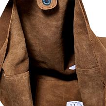 ELLE Get the Look Suede Leather Slouch Tote Bag