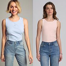 Elle Live Get the Look Ribbed Knit Tank 2-pack