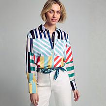 Elle Live Multi-Stripe Long-Sleeve Shirt