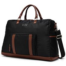 ELLE Luxe Journey 30L Twill and Vegan Leather Weekender Duffel Bag