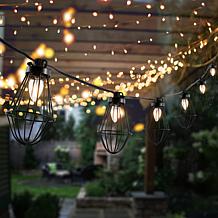 Ellina 10-Light Black Outdoor String Lighting, 120"