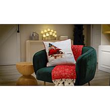 Emryn House Woven Herringbone Throw with Pompoms