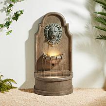 European Style 3-Tier Granite Lion Head Polyresin Outdoor Fountain
