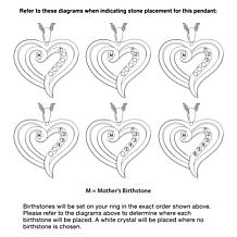 Family Heart Birthstone Crystal Pendant