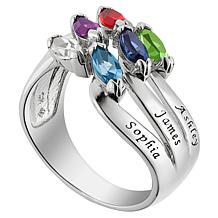 Family Name and Crystal Birthstone Ring