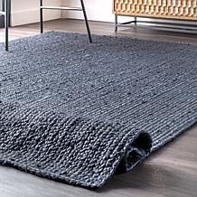 Farmhouse Jute Area Black Rug