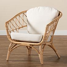 Feya Natural Frame Armchair with Plush Cushions