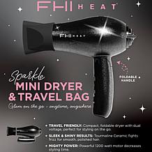 FHI Heat Black Sparkle Travel Dryer with Bag