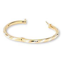 Fiorenza 18K Gold-Plated Diamond-Cut Oval Hinged Bangle Bracelet