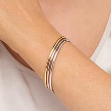 Fiorenza Jewelry Sterling Silver Polished Bangle Bracelet 3-Piece Set