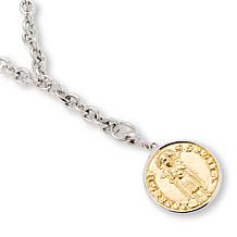 Fiorenza Jewelry Y-Drop Necklace with Fleur-de-lis Coin Pendant