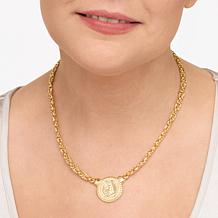 Fiorenza Sterling Silver Byzantine Chain Fleur-de-lis Drop Necklace
