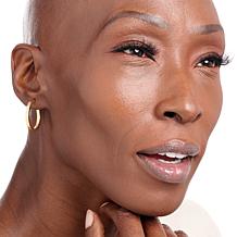 Fiorenza Sterling Silver Diamond-Cut 1" Hoop Earrings