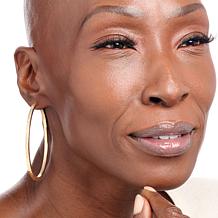 Fiorenza Sterling Silver Diamond-Cut 2-1/2" Hoop Earrings