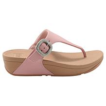 FitFlop Lulu Crystal-Buckle Leather Toe-Post Sandal