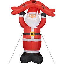 Fraser Hill Farm 10' Santa w HO HO HO Sign Inflatable w Lights & Bag