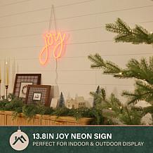 Fraser Hill Farm 13.8-in. Neon Red Joy Sign with LED Light Bands