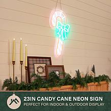 Fraser Hill Farm 23.2-in. Neon LED Candy Cane with Multicolor Light...