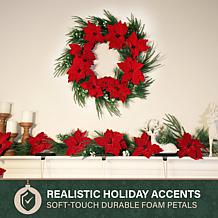 Fraser Hill Farm 24-in. Real Feel Foam Poinsettia Wreath