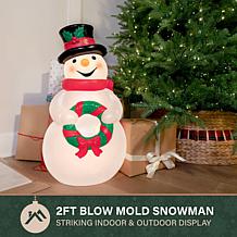 Fraser Hill Farm 24.8-in. Snowman holding Wreath Blow Mold with LED...