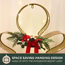 Fraser Hill Farm 26-in. Gold Metal Gingerbread Person with Bow & LE...