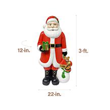 Fraser Hill Farm 3-Ft. Flat Back Santa Claus with Gifts, White LED ...