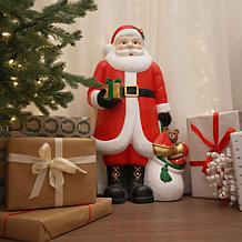 Fraser Hill Farm 3-Ft. Flat Back Santa Claus with Gifts, White LED ...